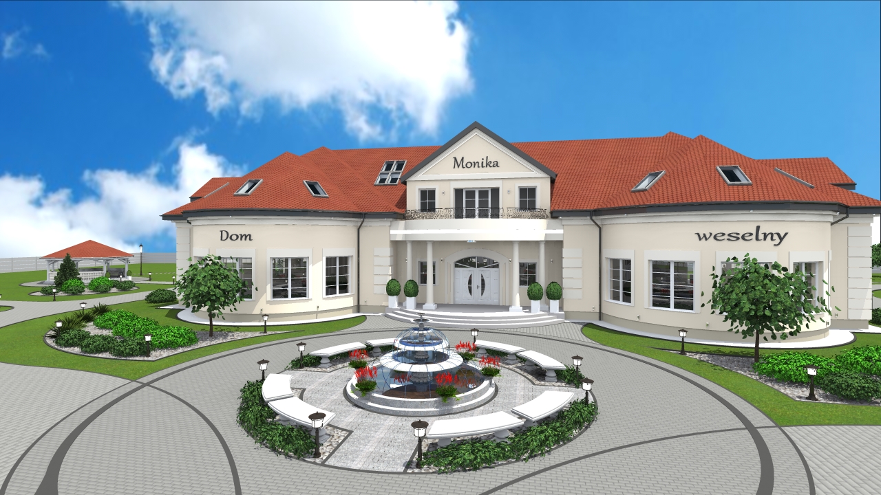 Projekt zagospodarowania terenu i elewacji domu weselnego